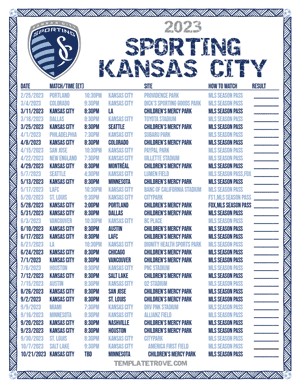 Sporting Kansas City 2023 Printable Soccer Schedule
