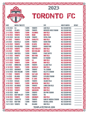 Toronto FC 2023 Printable Soccer Schedule