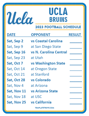 UCLA Bruins Football 2023 Printable Schedule  - Style 2