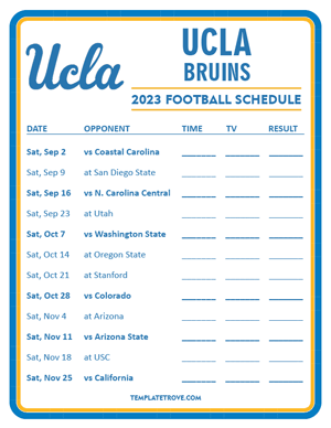 UCLA Bruins Football 2023 Printable Schedule - Style 3
