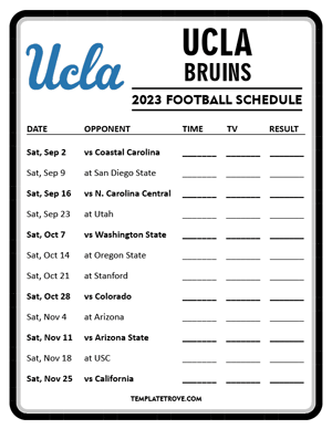 UCLA Bruins Football 2023 Printable Schedule - Style 4