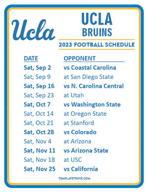UCLA Bruins Football 2023 Printable Schedule