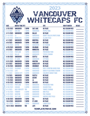 Vancouver Whitecaps FC 2023 Printable Soccer Schedule - Pacific Times