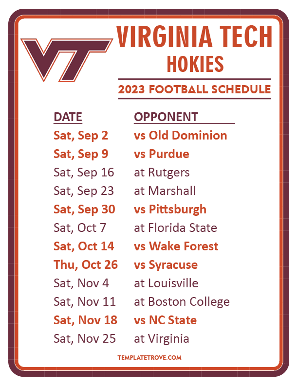 2024 Virginia Tech Football Schedule A Comprehensive Overview 2024 Calendar Sep