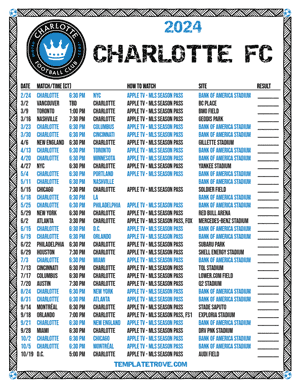 Charlotte FC 2024
 Printable Soccer Schedule - Central Times