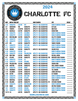 Charlotte FC 2024
 Printable Soccer Schedule - Mountain Times