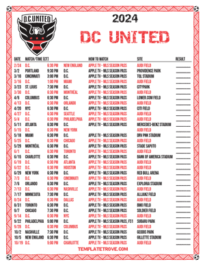 DC United 2024
 Printable Soccer Schedule - Central Times