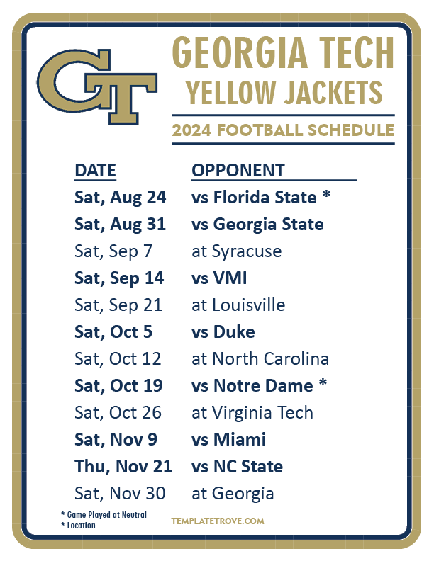 Georgia Tech Schedule 2024 Class 10 Coleen Silvie