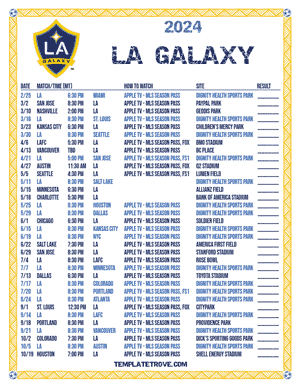 LA Galaxy 2024
 Printable Soccer Schedule - Mountain Times