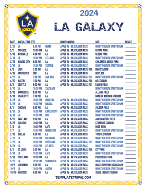 LA Galaxy 2024
 Printable Soccer Schedule