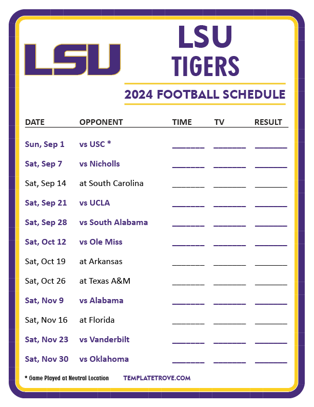 Lsu Football Schedule 2024 Release Alice Babette
