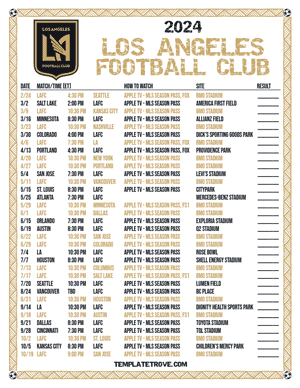 Los Angeles Football Club 2024
 Printable Soccer Schedule