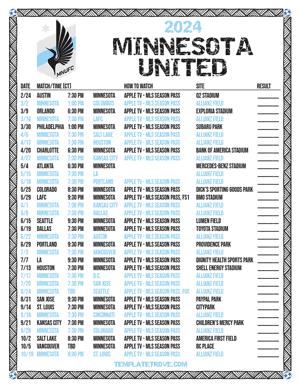 Minnesota United 2024
 Printable Soccer Schedule - Central Times