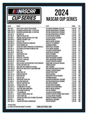 Printable 2024
 NASCAR Schedule
