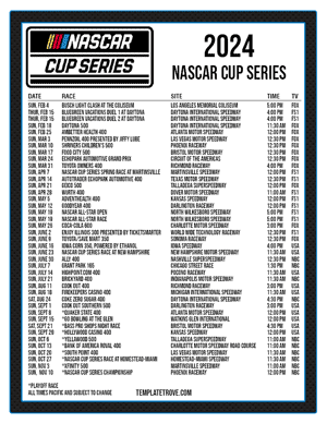 Printable 2024
 NASCAR Schedule - Pacific Times