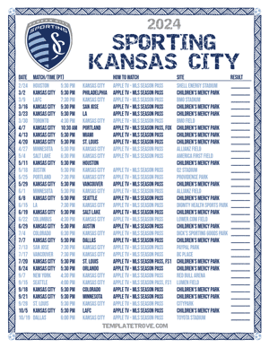 Sporting Kansas City 2024
 Printable Soccer Schedule - Pacific Times