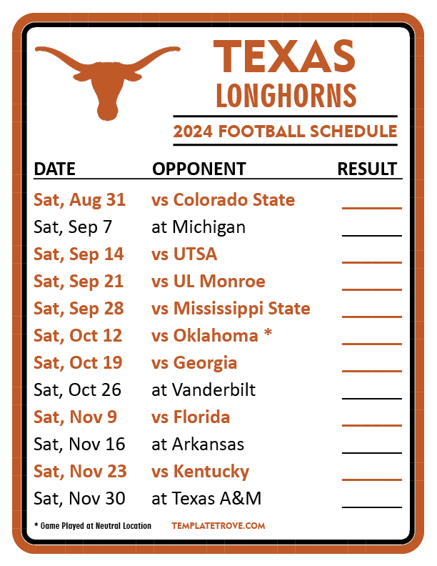 Texas Football Schedule 2024 Printable Pdf Moll Marlie Texas Football Schedule 2024 Printable Pdf Moll Marlie
