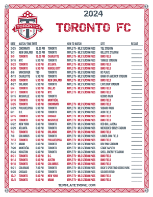 Toronto FC 2024
 Printable Soccer Schedule - Mountain Times