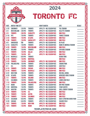 Toronto FC 2024
 Printable Soccer Schedule