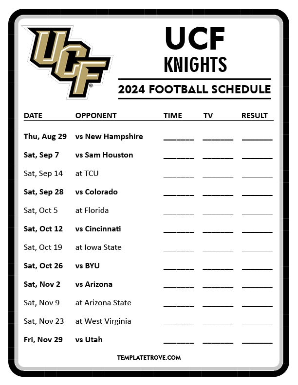 Ucf 2024 Schedule Football Roster Cassie Joelly