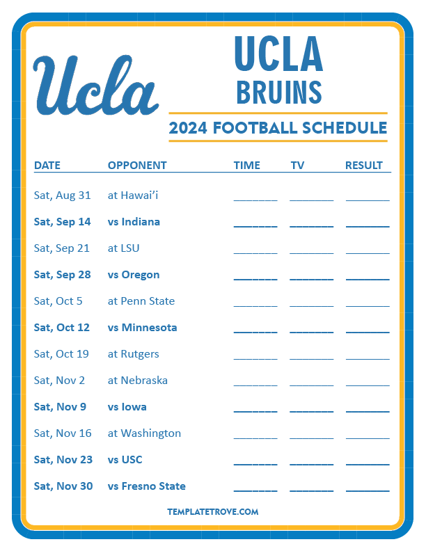 Printable 2024 UCLA Bruins Football Schedule