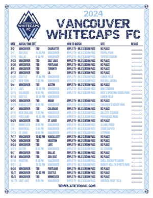 Vancouver Whitecaps FC 2024
 Printable Soccer Schedule