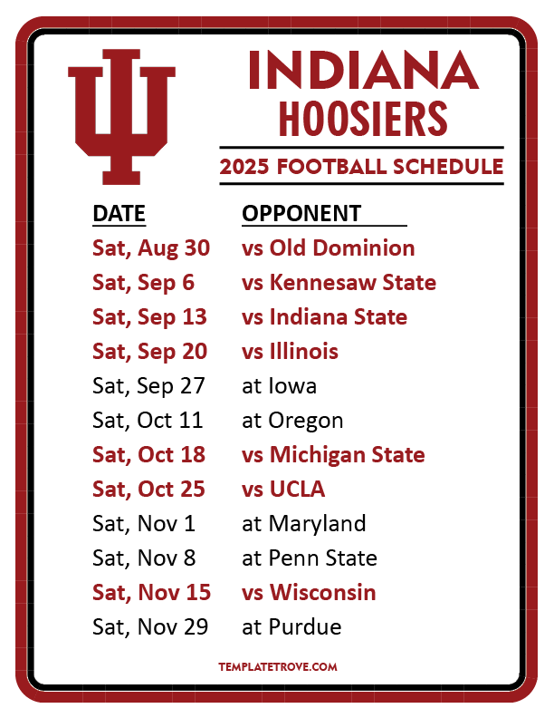 Indiana Football 2025 Schedule