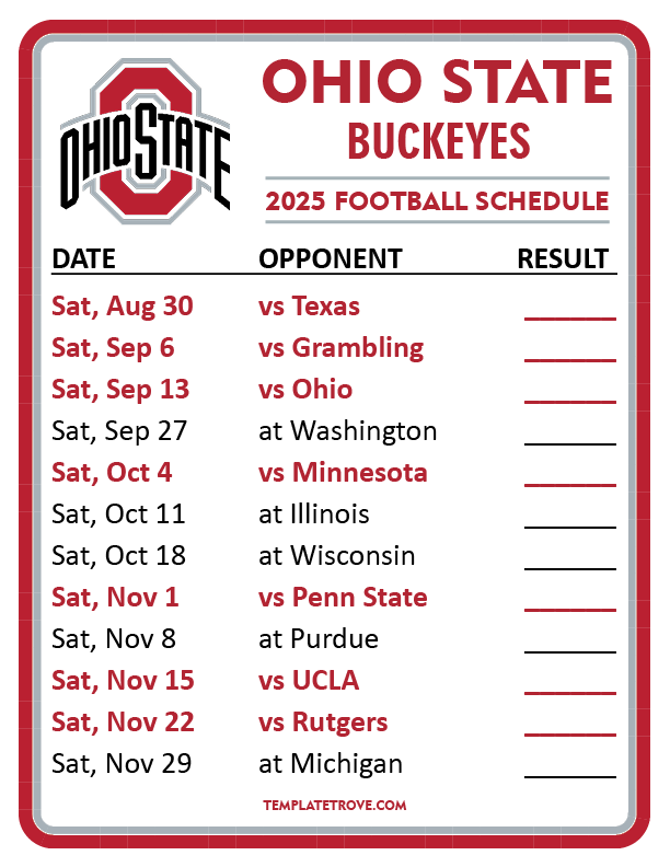 Ohio State Football Schedule 2025 25 Printable Pdf Abby Chatfield C 