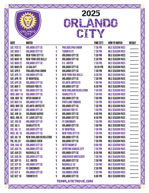 Printable2025 Orlando City Soccer Schedule