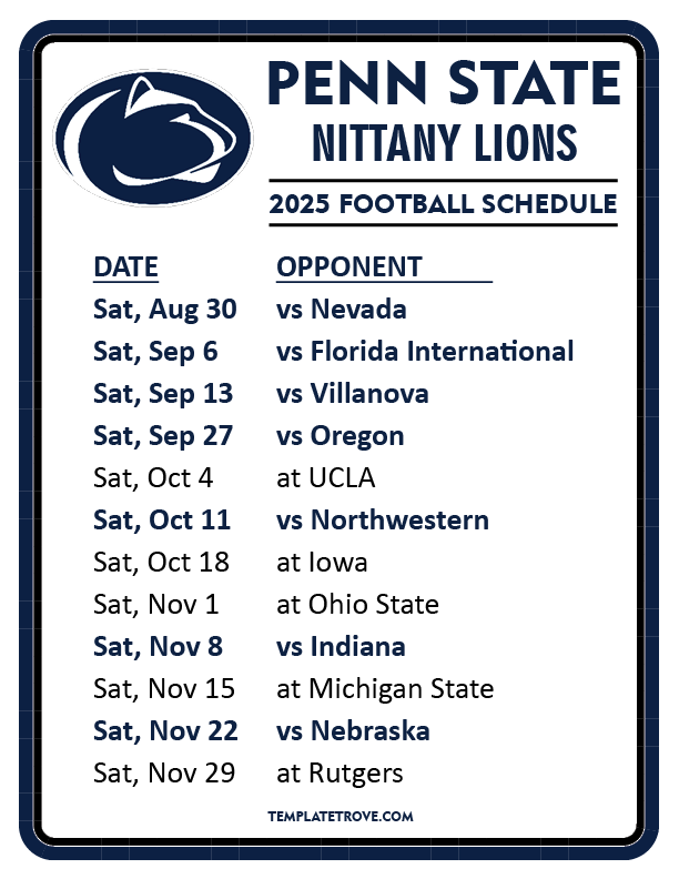 Penn State Home Football Games 2025