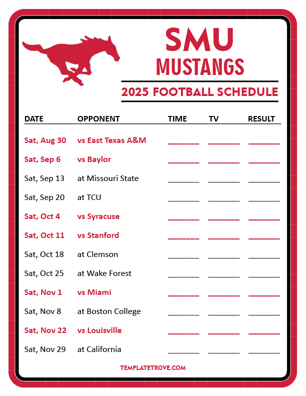 Smu 2025 Schedule Football