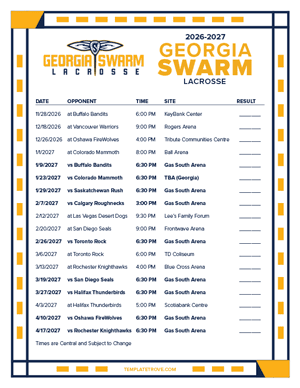 Georgia Swarm 2026-27 Printable Schedule - Central Times