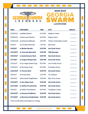 Georgia Swarm 2026-27 Printable Schedule - Mountain Times
