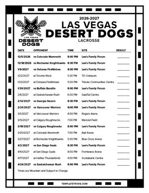 Las Vegas Desert Dogs 2026-27 Printable Schedule - Mountain Times