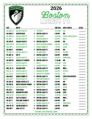 Boston Legacy FC 2026
 Printable Soccer Schedule - Mountain Times