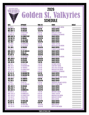 Golden State Valkyries 2026
 Printable Basketball Schedule