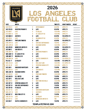 Los Angeles Football Club 2026
 Printable Soccer Schedule