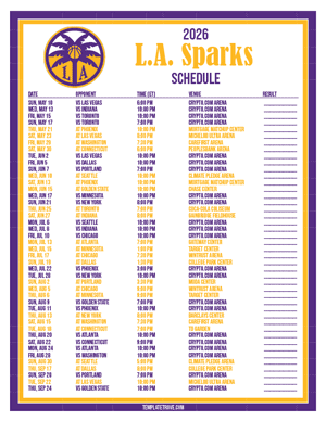 Los Angeles Sparks 2026
 Printable Basketball Schedule