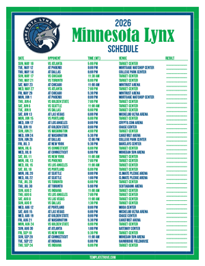 Minnesota Lynx 2026
 Printable Basketball Schedule - Mountain Times