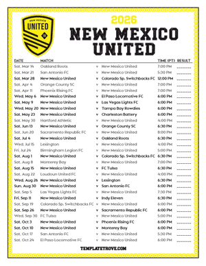   New Mexico United 2026
 Printable Soccer Schedule - Pacific Times