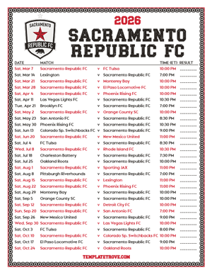   Sacramento Republic FC 2026
 Printable Soccer Schedule