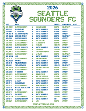 Seattle Sounders FC 2026
 Printable Soccer Schedule