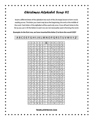 Printable Christmas Alphabet Soup Puzzle #2
