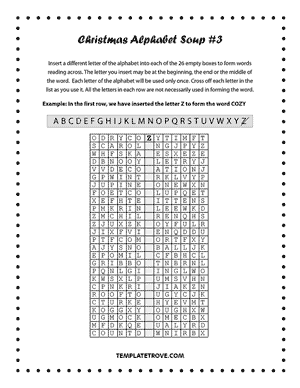 Printable Christmas Alphabet Soup Puzzle #3