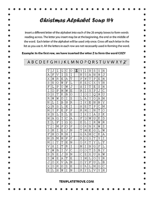 Printable Christmas Alphabet Soup Puzzle #4