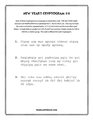 Printable New Year's Cryptogram Puzzle #4