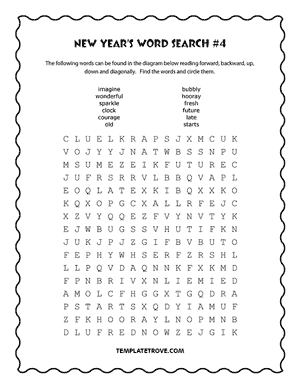 Printable New Year's Word Search Puzzle #4