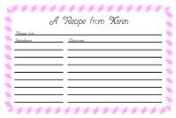 Recipe Card Template 2 - Pink