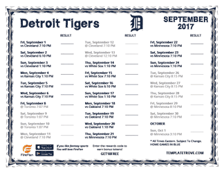 September 2017 Detroit Tigers Printable Schedule