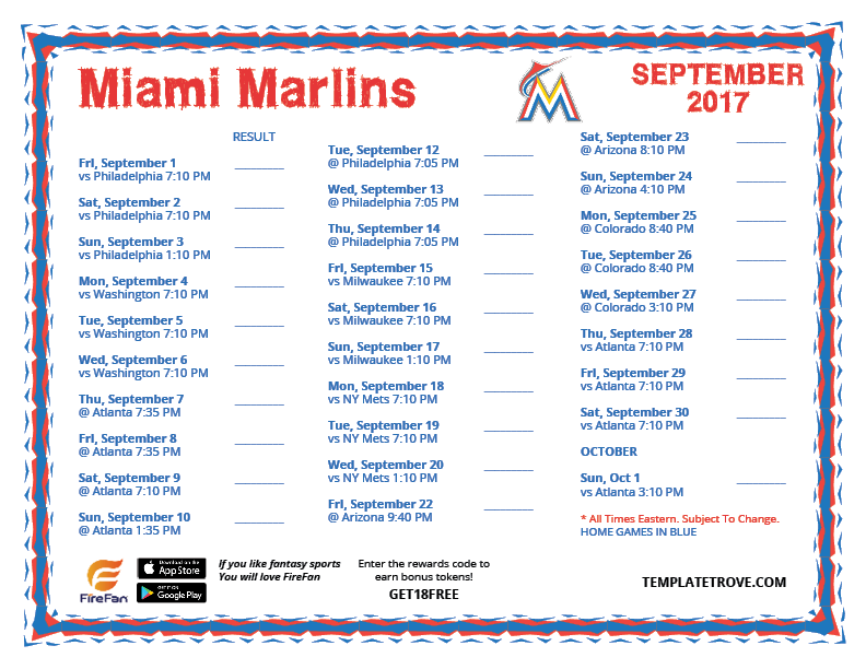 Marlins Printable Schedule Printable Templates